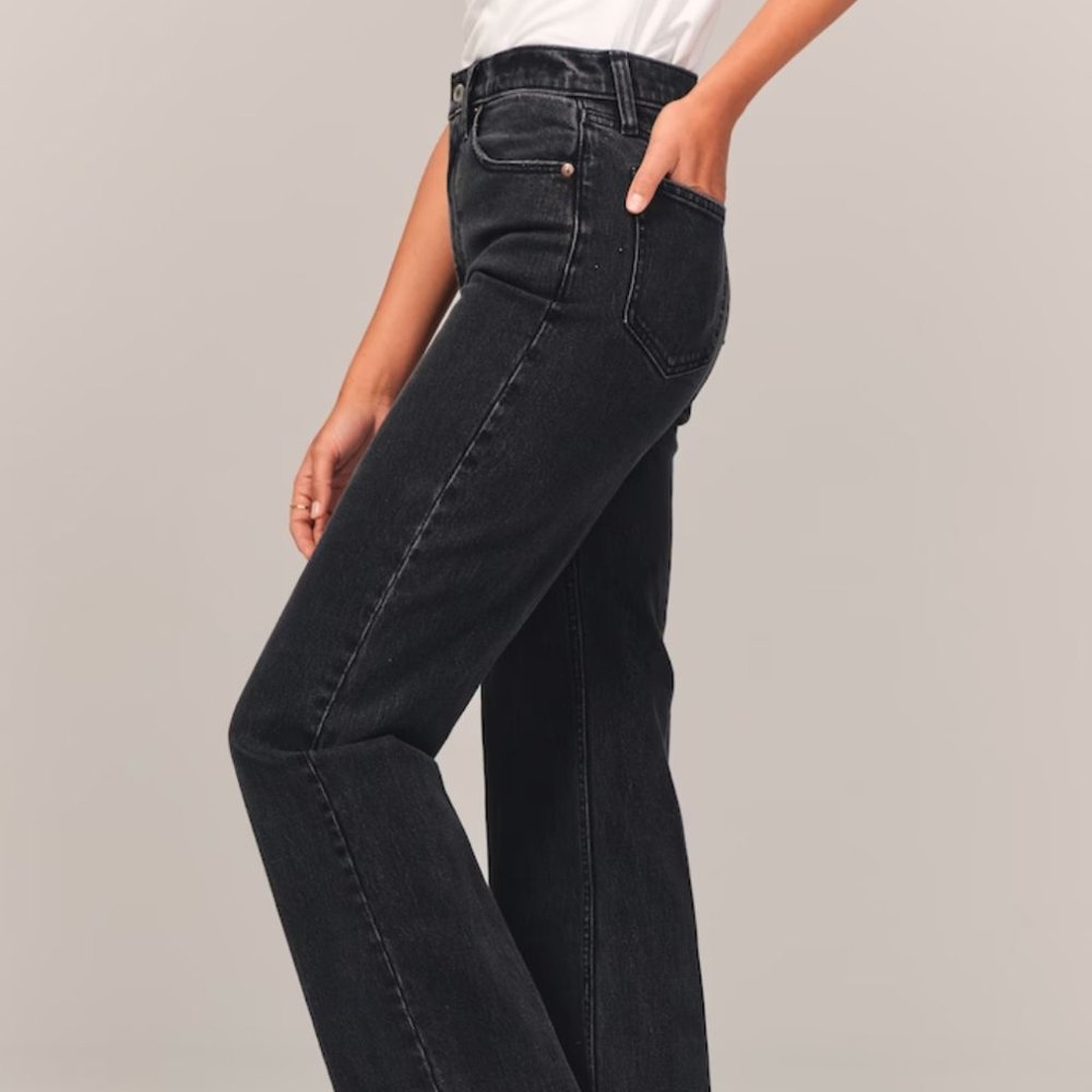 Black Abercrombie High Rise 90s Relaxed Jean